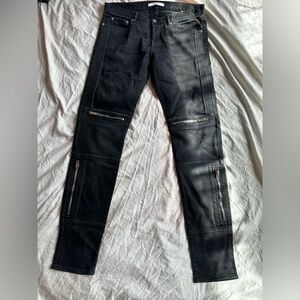 Givenchy Paris Black Biker Zip Detail Slim Denim Jeans Men Size 34